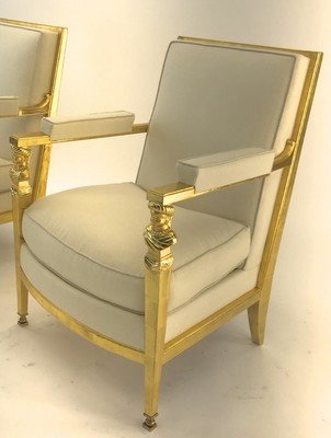 Genes Babut French 40s gorgeous pair of gold leaf chairs