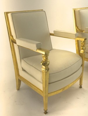 Genes Babut French 40s gorgeous pair of gold leaf chairs