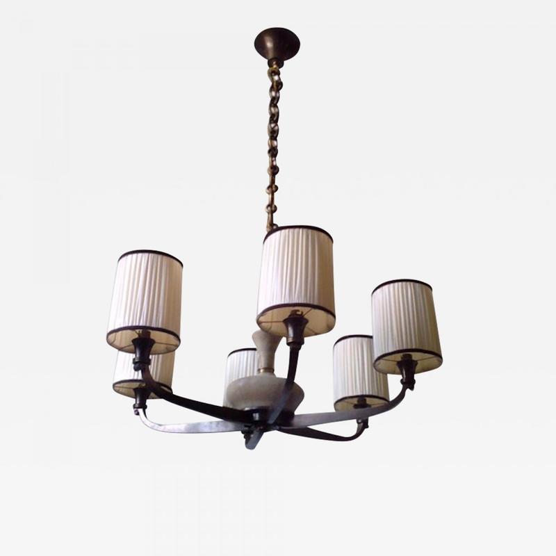 Genêt et Michon Bronze Parchmin Chandelier