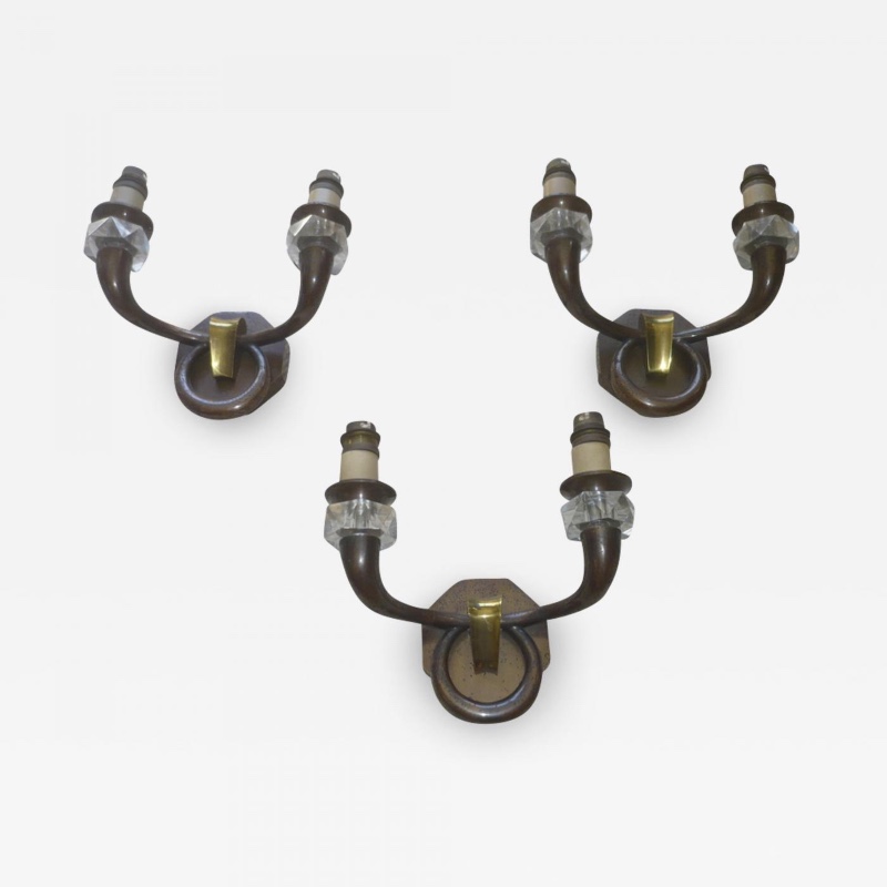 Genet et Michon Set of 3 Bronze Sconces