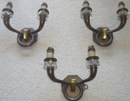 Genet et Michon Set of 3 Bronze Sconces