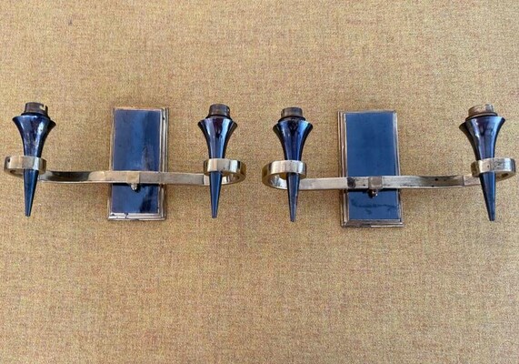 Genet Michon rare 4 gold and cannonball 2 light sconces