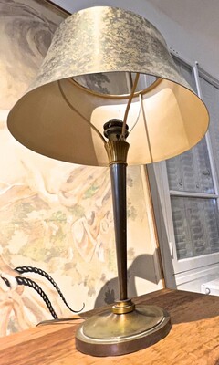 Genet Michon solid bronze table lamp with Printz style shade