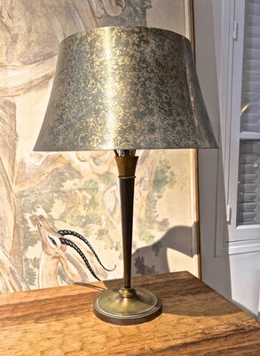 Genet Michon solid bronze table lamp with Printz style shade