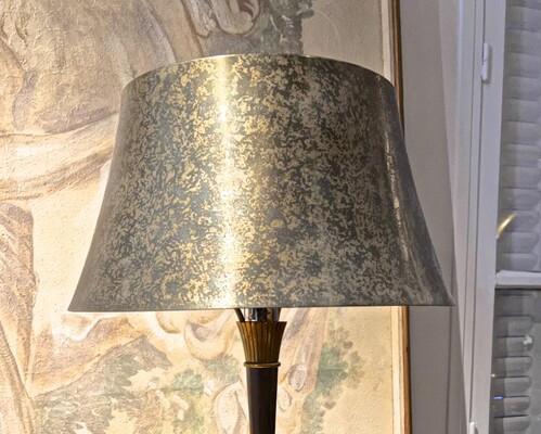 Genet Michon solid bronze table lamp with Printz style shade