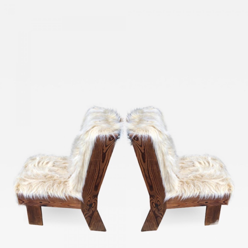 Gerrit Rietveld Atributed pair of raw pine slipper chairs