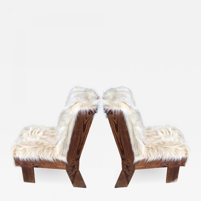 Gerrit Rietveld Atributed pair of raw pine slipper chairs