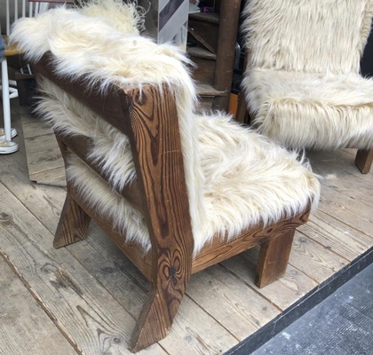 Gerrit Rietveld Atributed pair of raw pine slipper chairs