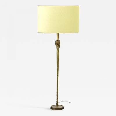 Giacometti style solid gold bronze work of art floor lamp