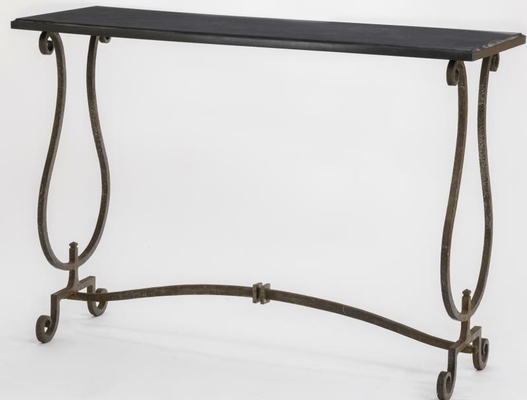 Gilbert Poillerat documented wrought iron and marble top console