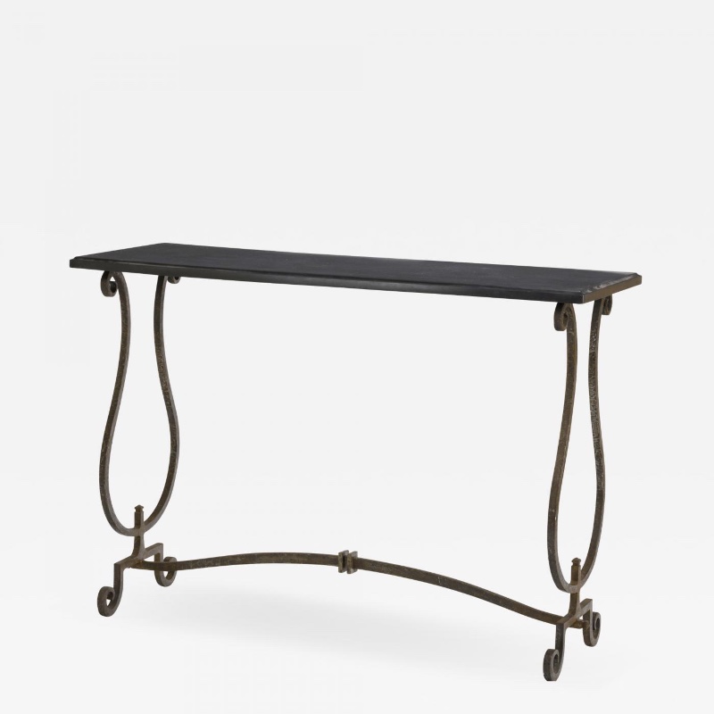 Gilbert Poillerat documented wrought iron and marble top console