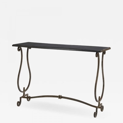 Gilbert Poillerat documented wrought iron and marble top console