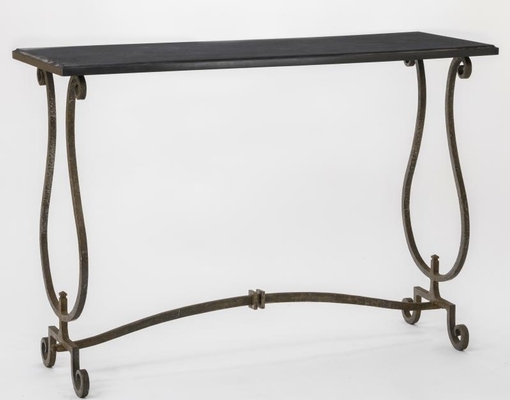 Gilbert Poillerat documented wrought iron and marble top console