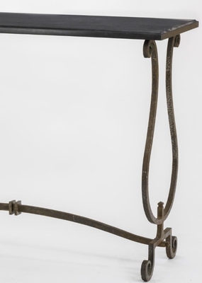 Gilbert Poillerat documented wrought iron and marble top console