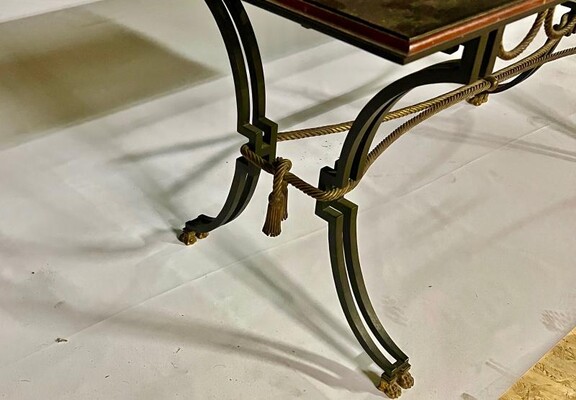 Gilbert Poillerat gold leaf wrought iron large coffee table