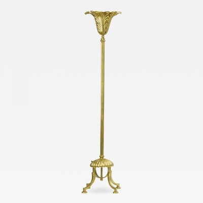 Gilbert Poillerat gold leaf wrought iron neo classic floor lamp