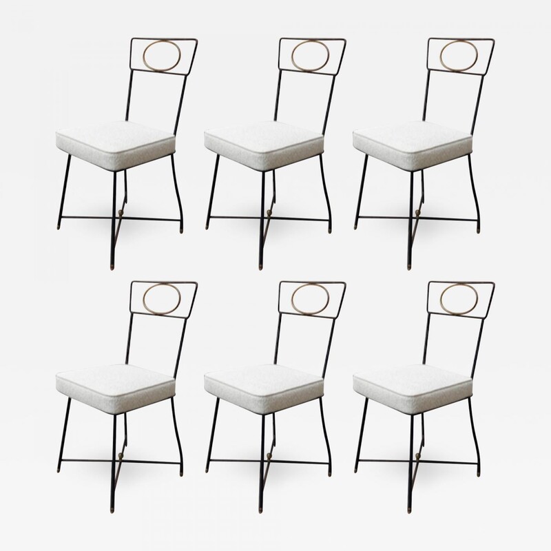 Gilbert Poillerat rarest 50s set of 6 dinning chairs