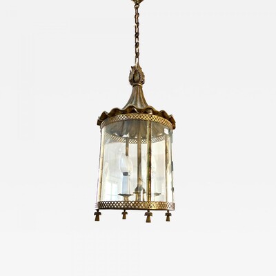 Gilbert Poillerat solid gold bronze neo classic lantern