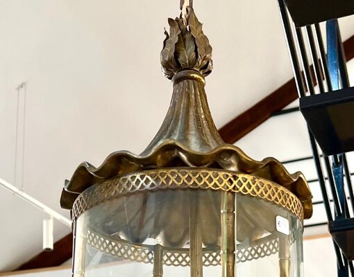 Gilbert Poillerat solid gold bronze neo classic lantern