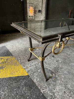 Gilbert Poillerat style vintage quality wrought iron coffee table