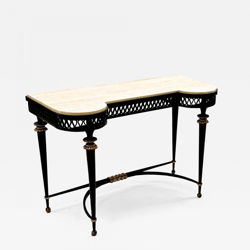  Gilbert Poillerat wrought iron console with gold bronze accent