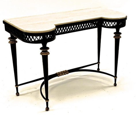  Gilbert Poillerat wrought iron console with gold bronze accent