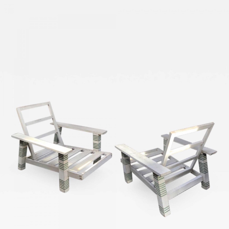 Gilles Semadiras for Maison et Jardin pair of garden lounge chair