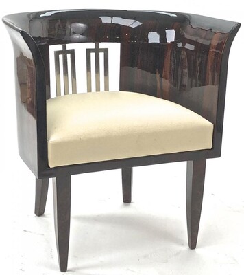 Gio Ponti pair of arm chair with silver bronze back insert