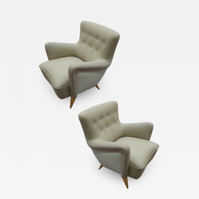 Henri Caillon for Erton iconic french 50s comfy pair of chairs 