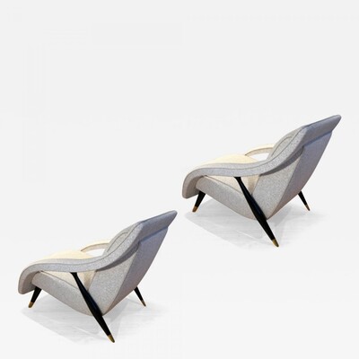 Ico Parisi Attributed rarest pair of dynamic lounge chairs