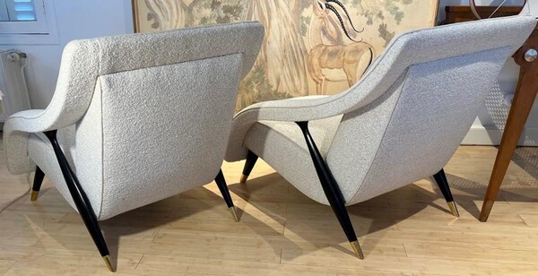 Ico Parisi Attributed rarest pair of dynamic lounge chairs