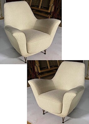 Ico Parisi pair of comfy lounge chair newly reupsholstered