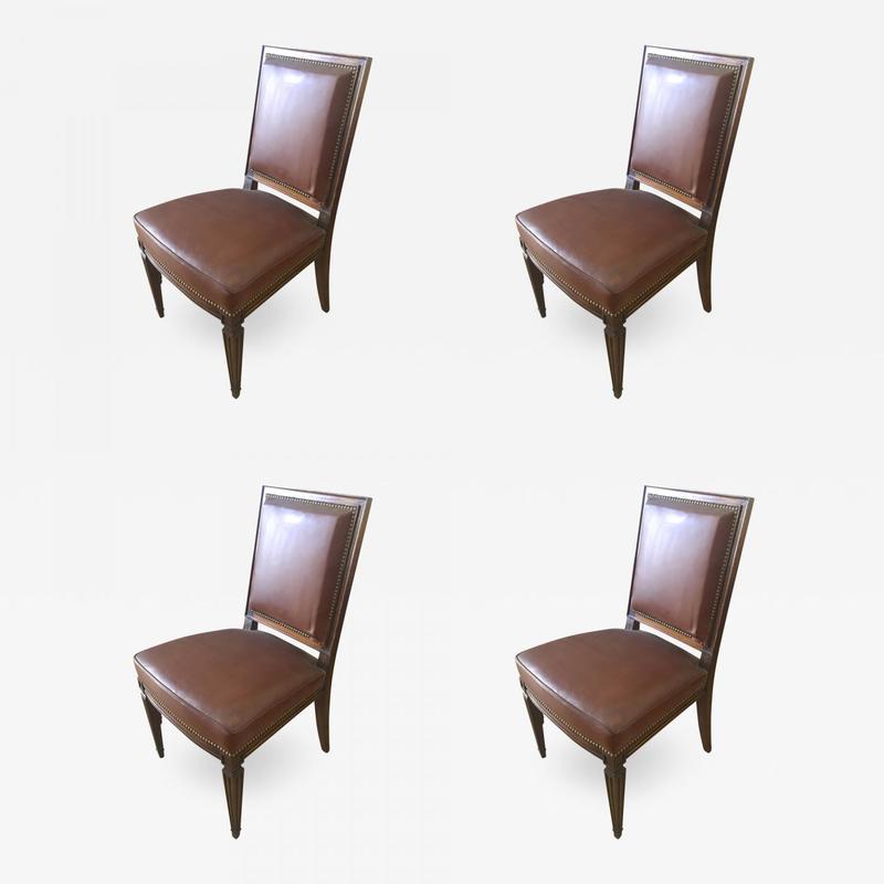 In the style Jean-Michel Frank four neo-classic mahogany chairs