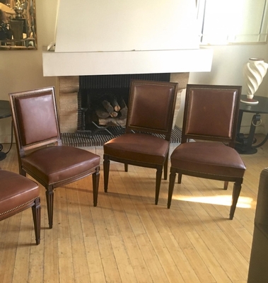 In the style Jean-Michel Frank four neo-classic mahogany chairs