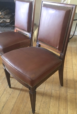 In the style Jean-Michel Frank four neo-classic mahogany chairs