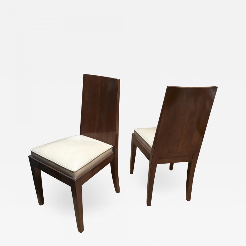 In the style of Jean Michel Frank pair of walnut chairs