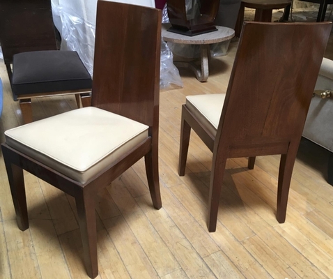 In the style of Jean Michel Frank pair of walnut chairs