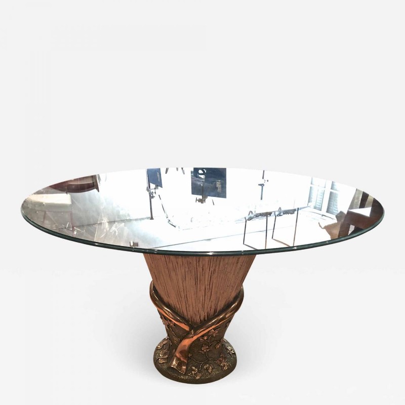 Italian stunning 80s decorative resin base dinning table