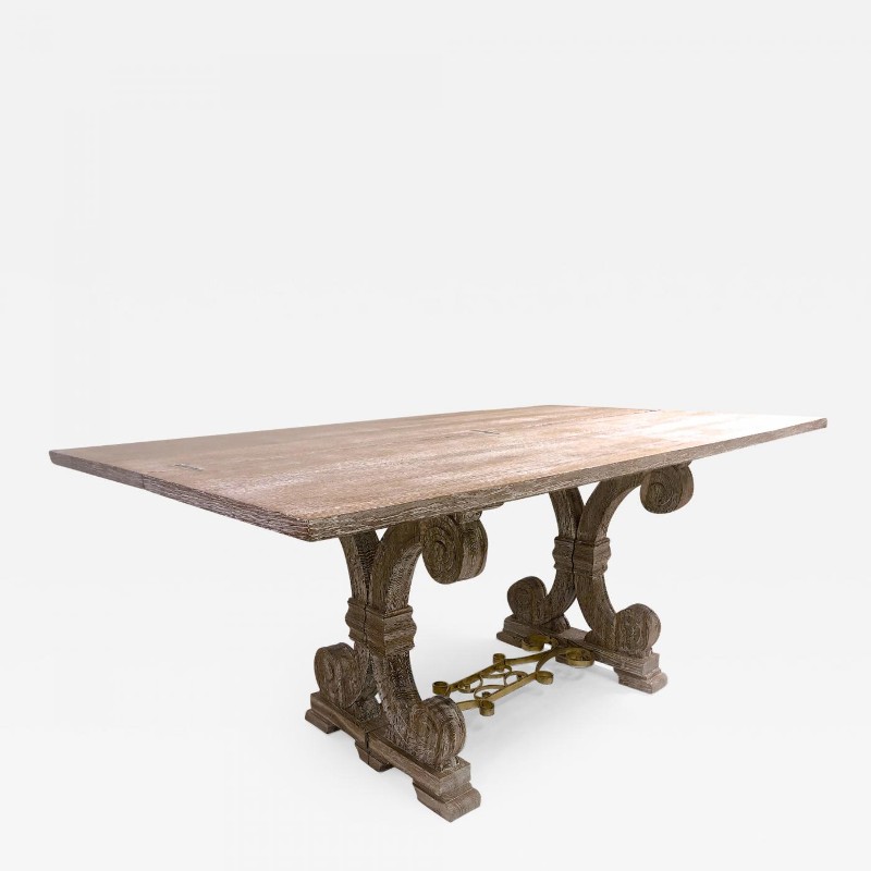 J.C.Moreux cerused superb oak folding dinning table or console