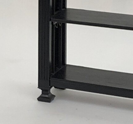 J.C Moreux pair of adjustable shelves black oak library