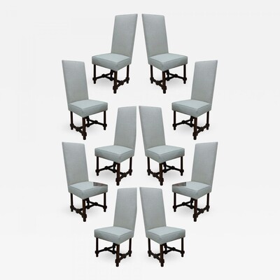 Jacques Adnet documented rarest set of 10 dinning chairs