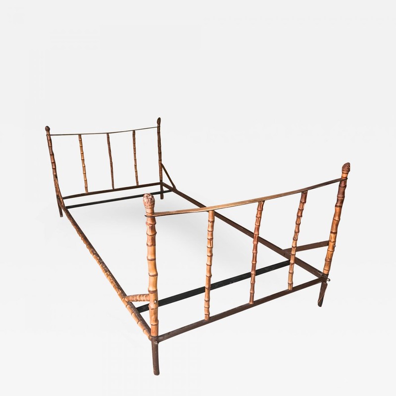 Jacques Adnet  full bamboo & hand stitched leather day bed