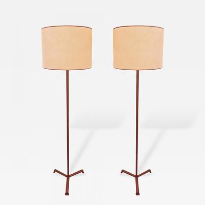 Jacques Adnet hand-stitched Leather Standing lamps