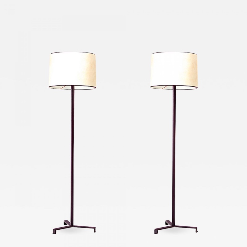 Jacques Adnet hand-stitched Leather Standing lamps