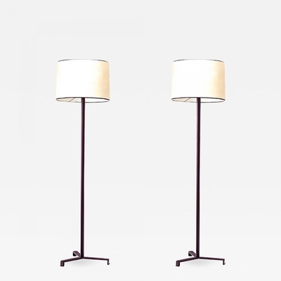 Jacques Adnet hand-stitched Leather Standing lamps