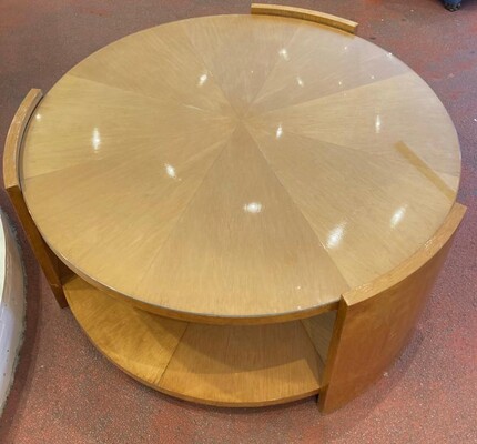 Jacques Adnet largest 4 feet 2 tiers sycamore coffee table
