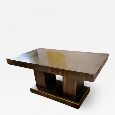 Jacques Adnet modernist Art Deco Macassar dinning table