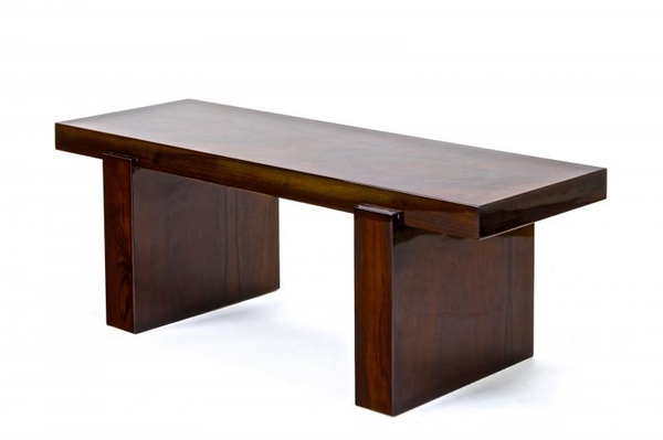 Jacques Adnet modernist walnut burl art deco coffee table​.
