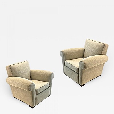 jacques Adnet pair of comfy club chairs 