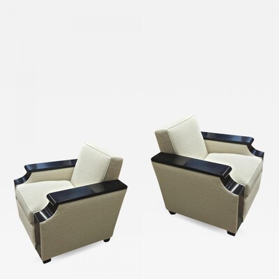 Jacques Adnet rarest documented comfy pair of club chairs